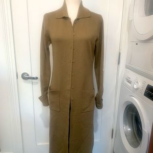 BCBG MaxAzria Camel Polo Collar Duster Cardigan Dress